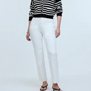NWT Madewell Curvy Perfect Vintage Jean Tile White SZ 31 High Rise Raw Hem Taper